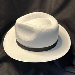 Costume White Fedora Hat with Black Band